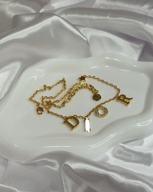 Gold Diamanté CD Necklace