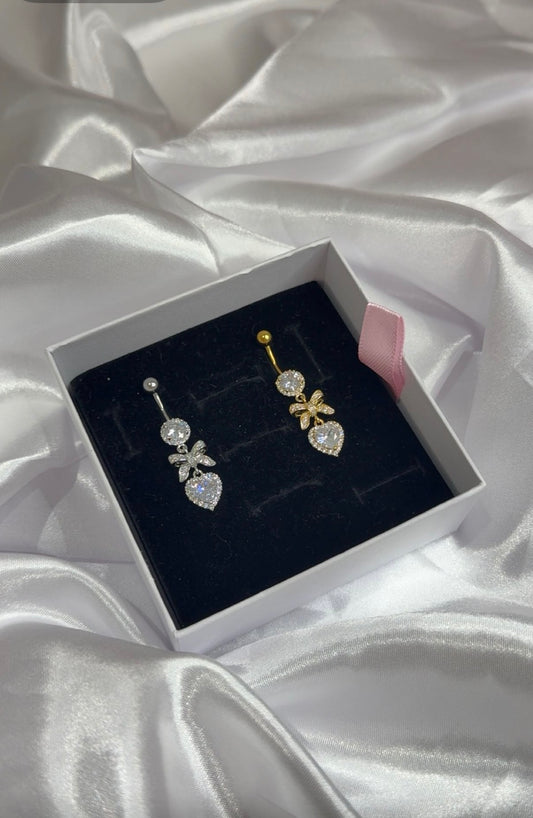 Gold or Silver Bowtastic Heart Belly Bar