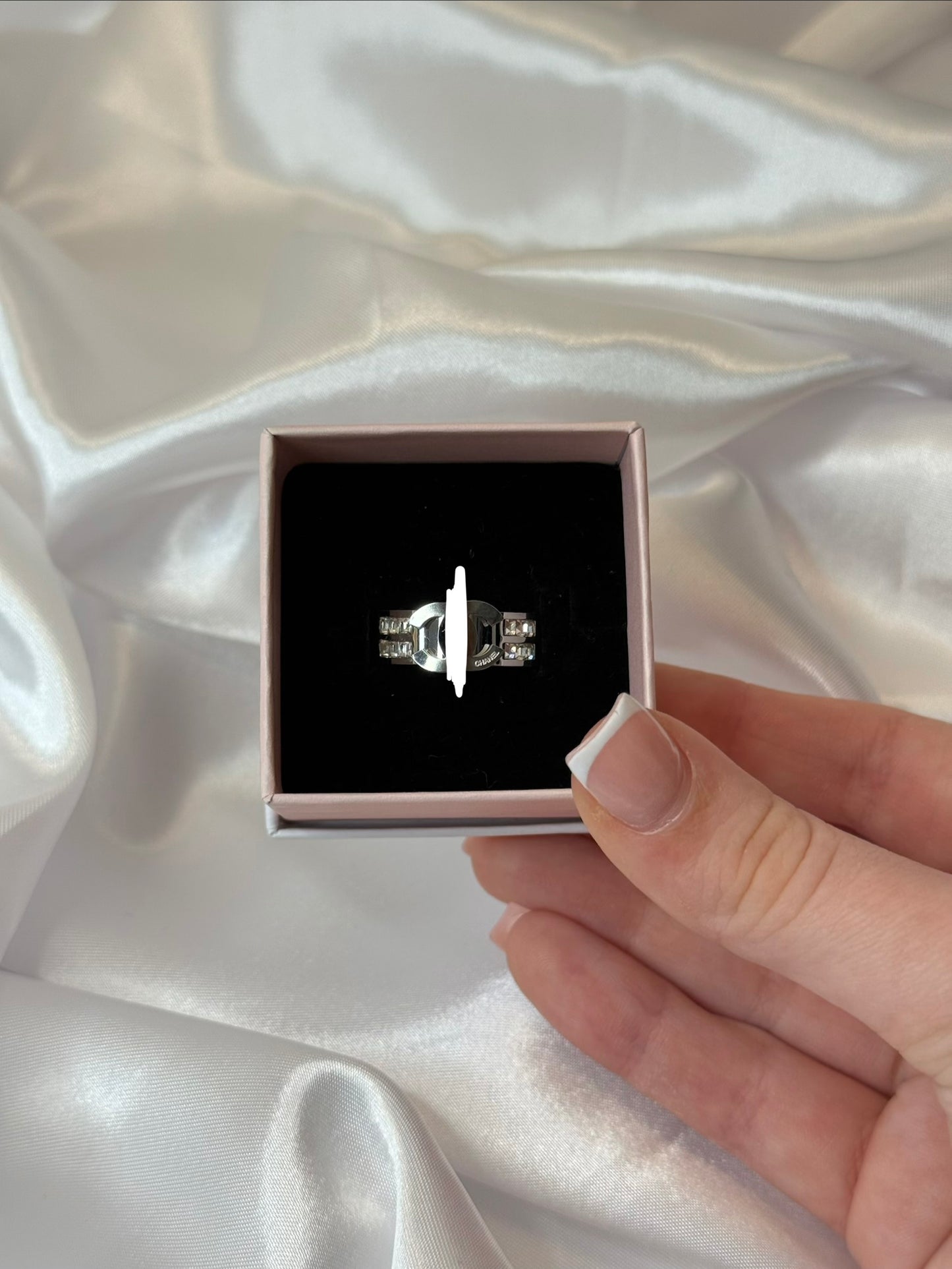 Size 7 Silver Diamanté CC Ring